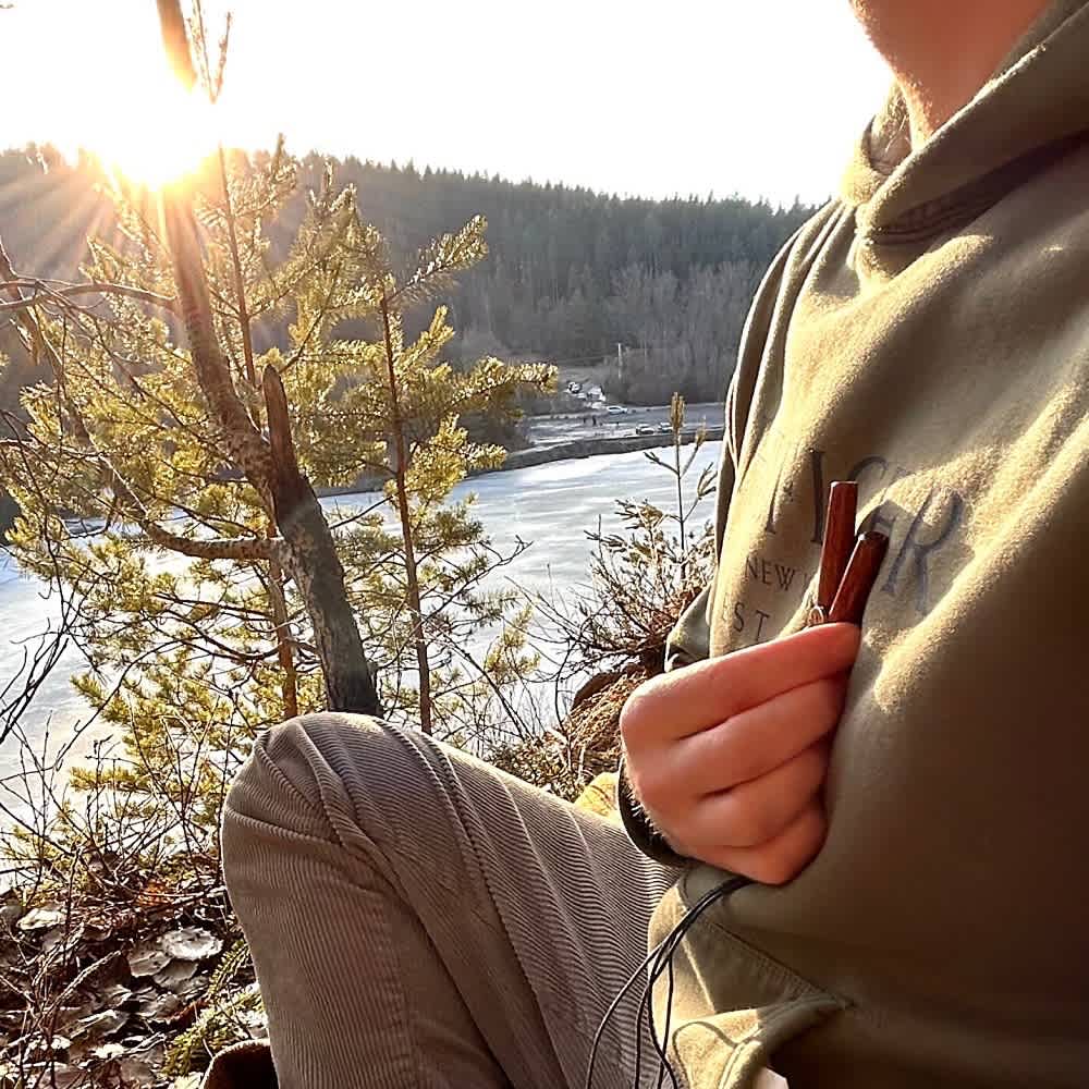 Rape ritual intention in nature by to lake heart
