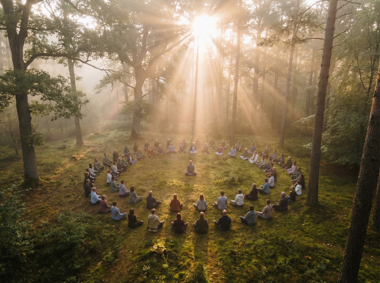 meditation of group in forest