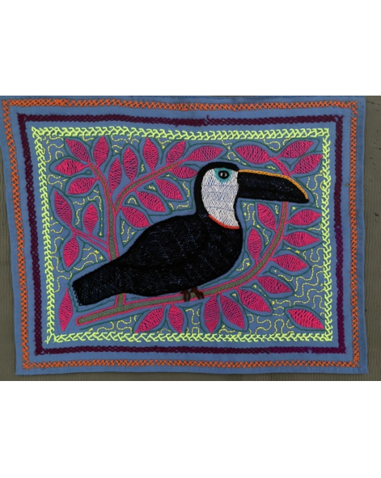 Image for Shipibo Peru Embroidered Blanket Bird